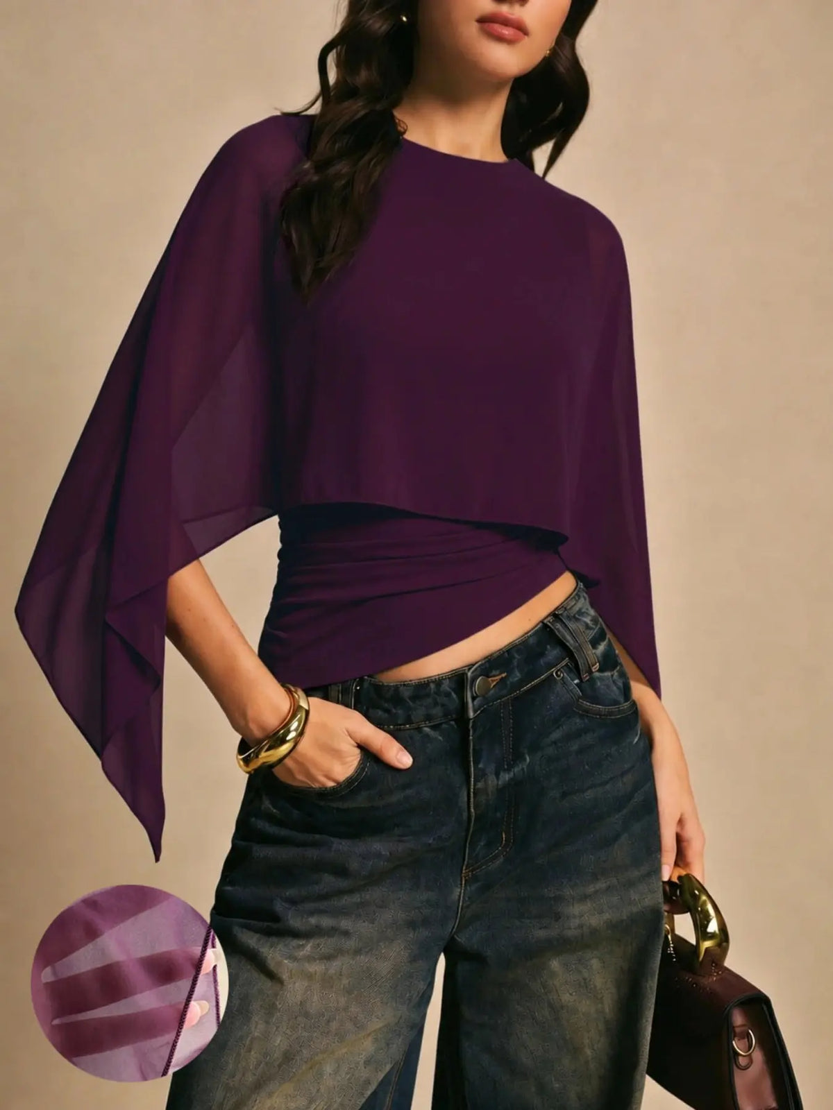 Chic Minimalist Asymmetrical Blouse with Batwing Sleeves - Perfect for Everyday Style