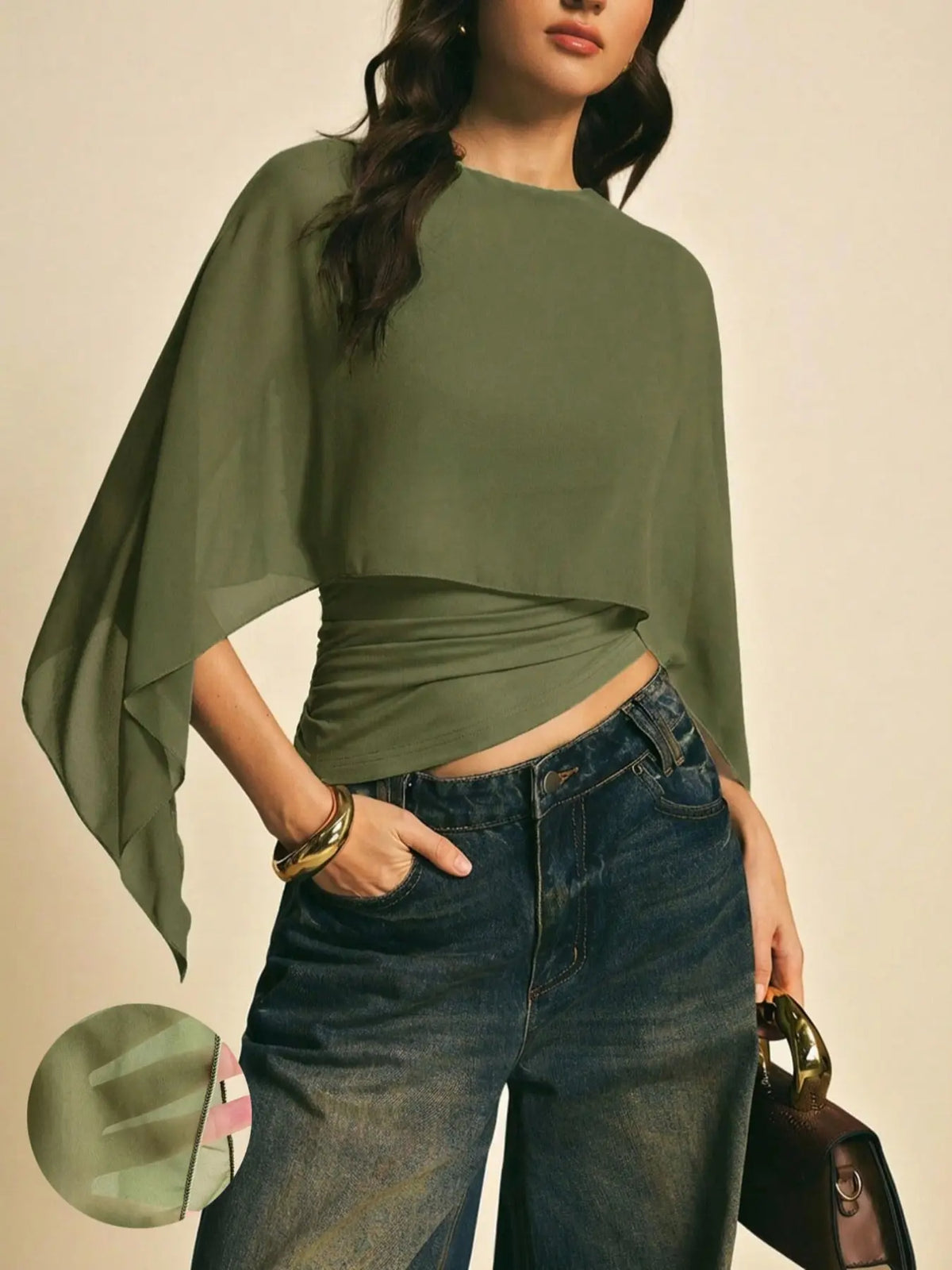 Chic Minimalist Asymmetrical Blouse with Batwing Sleeves - Perfect for Everyday Style