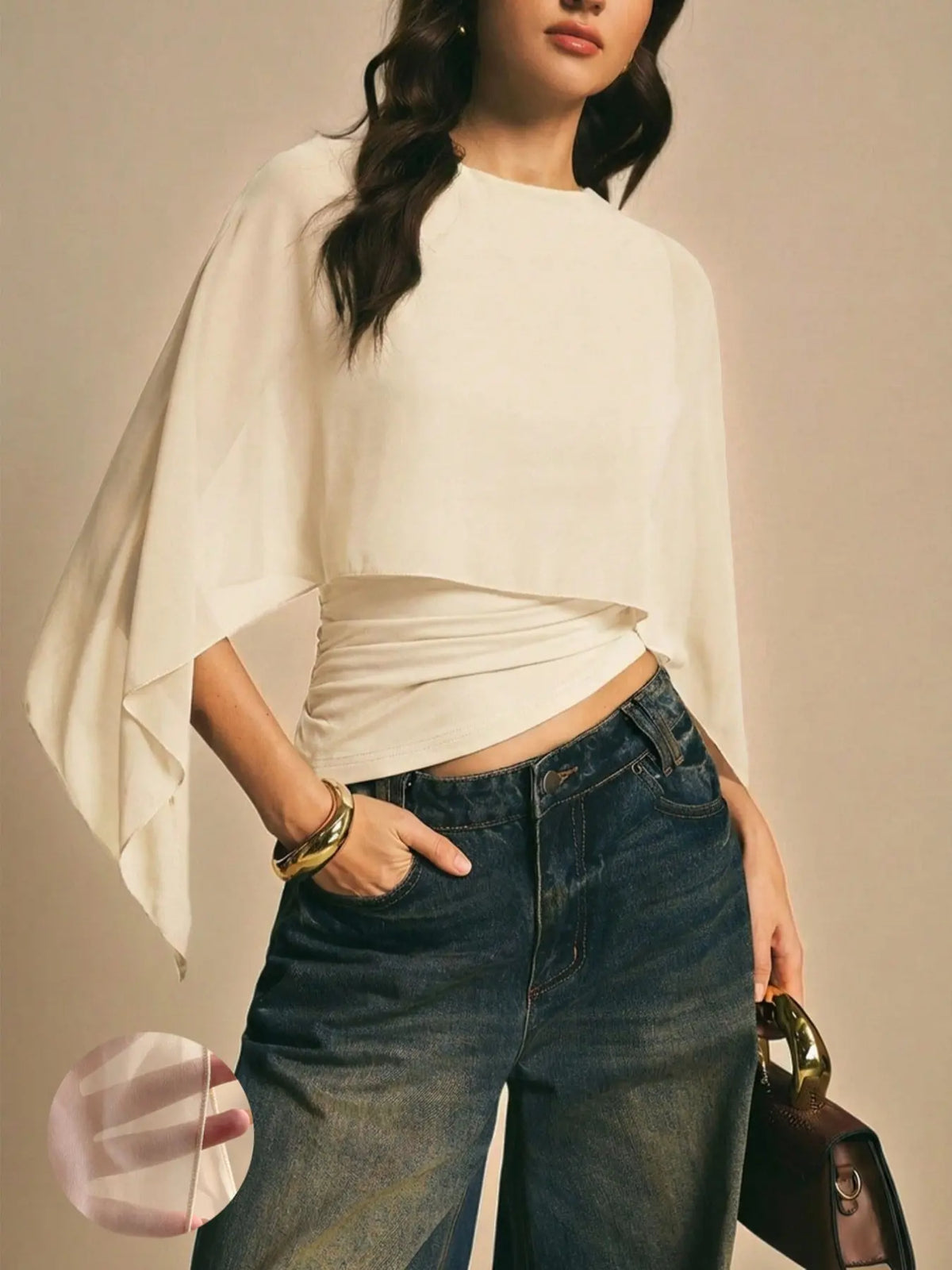 Chic Minimalist Asymmetrical Blouse with Batwing Sleeves - Perfect for Everyday Style