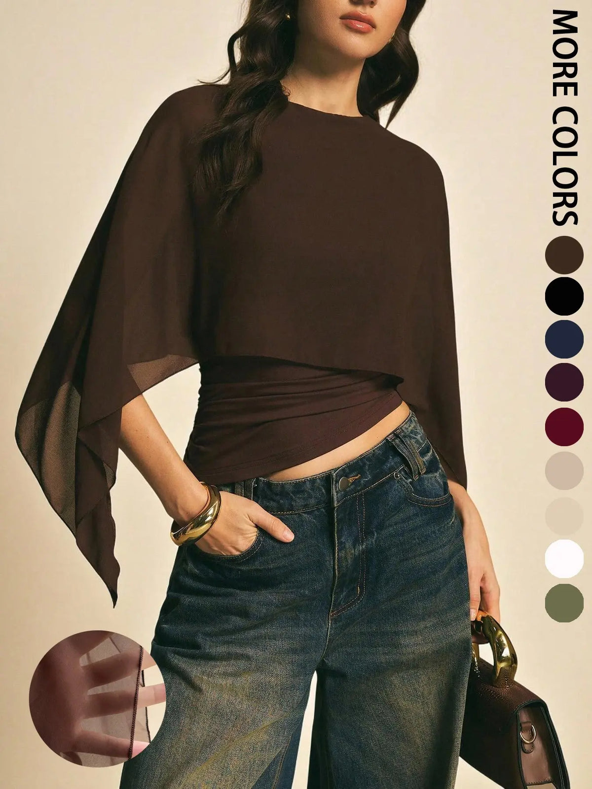 Chic Minimalist Asymmetrical Blouse with Batwing Sleeves - Perfect for Everyday Style