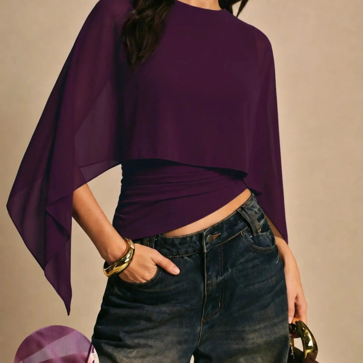 Chic Minimalist Asymmetrical Blouse with Batwing Sleeves - Perfect for Everyday Style