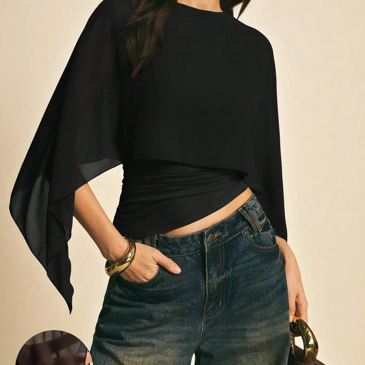 Chic Minimalist Asymmetrical Blouse with Batwing Sleeves - Perfect for Everyday Style