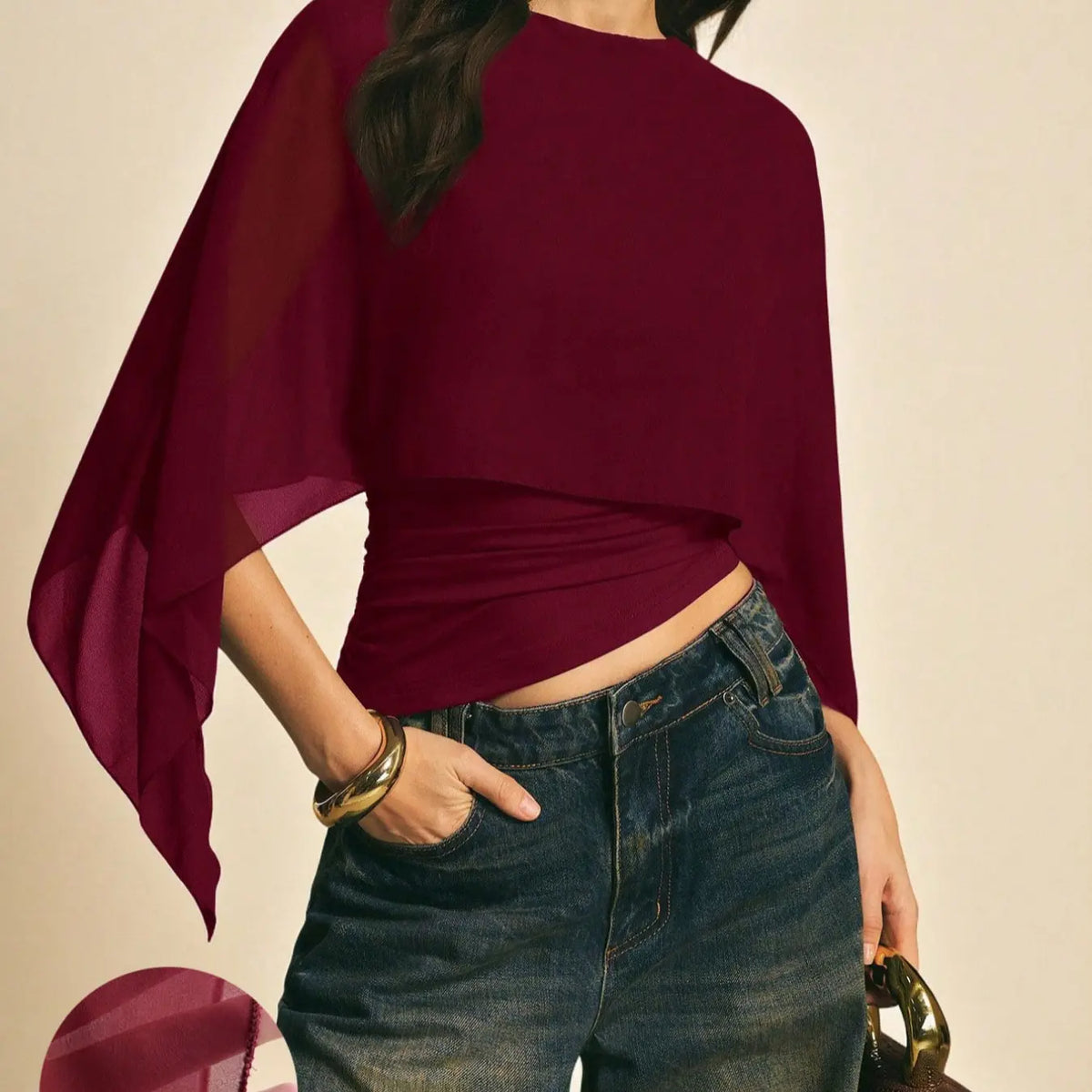 Chic Minimalist Asymmetrical Blouse with Batwing Sleeves - Perfect for Everyday Style