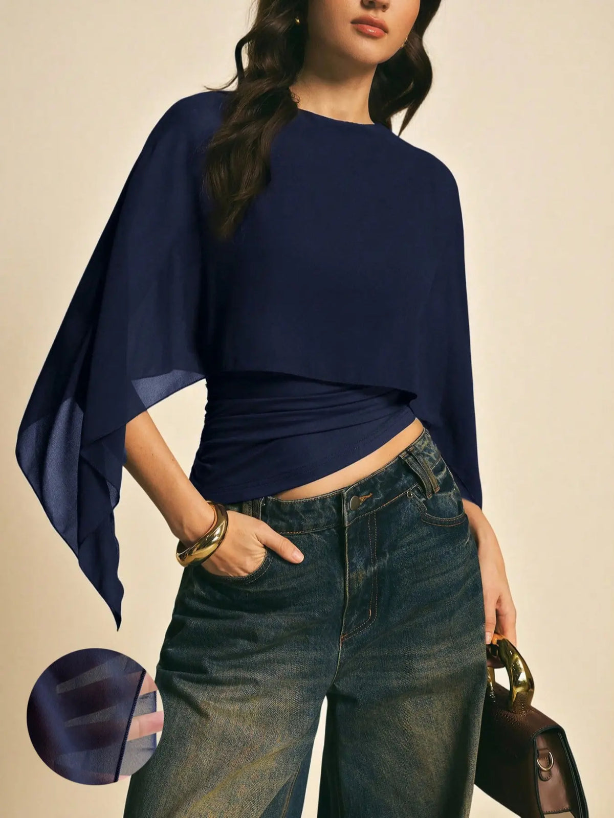 Chic Minimalist Asymmetrical Blouse with Batwing Sleeves - Perfect for Everyday Style