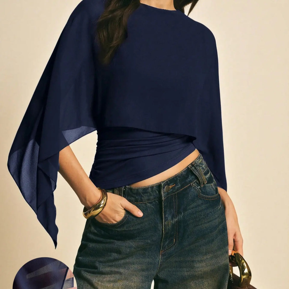 Chic Minimalist Asymmetrical Blouse with Batwing Sleeves - Perfect for Everyday Style